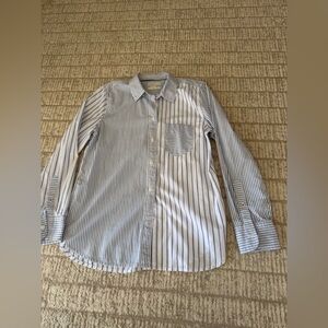 J Crew two-toned Blue and White Striped button up long sleeve Shirt